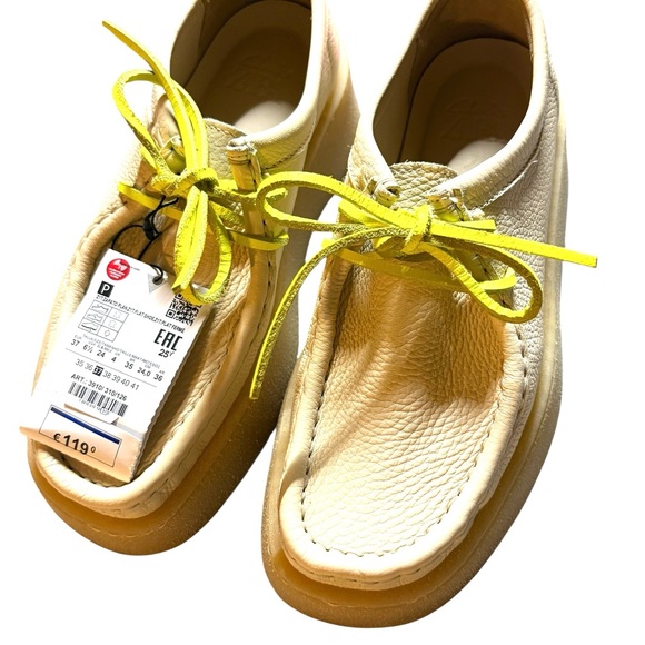 ZARA X CLARKS NWT Off White Leather Lace Up Wallabee in Sz 37 - Picture 2 of 10